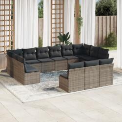 vidaXL 13 részes szürke polyrattan kerti ülőgarnitúra párnákkal (3250229)