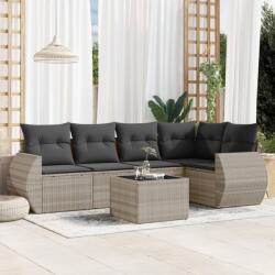 vidaXL 6 részes világosszürke polyrattan kerti ülőgarnitúra párnákkal (3253679)