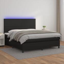 vidaXL fekete műbőr rugós ágy matraccal és LED-del 160x200 cm (3135831)