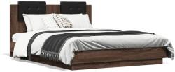 vidaXL barna tölgyszínű szerelt fa ágykeret fejtámlával 120 x 190 cm (3209967) - vidaxl