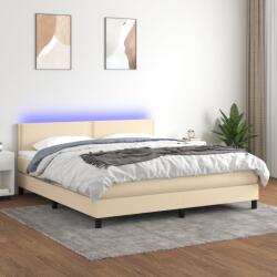 vidaXL krémszínű szövet rugós és LED-es ágy matraccal 160x200 cm (3133090)