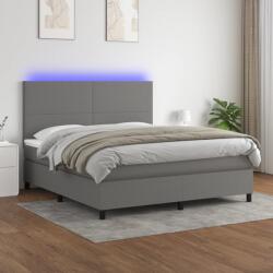 vidaXL sötétszürke szövet rugós és LED-es ágy matraccal 160x200 cm (3134726)