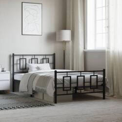 vidaXL fekete fém ágykeret fej- és lábtámlával 107 x 203 cm (374255)