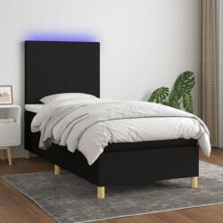 vidaXL fekete szövet rugós és LED-es ágy matraccal 80 x 200 cm (3135231)