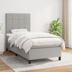 vidaXL világosszürke szövet rugós ágy matraccal 100 x 200 cm (3141753)