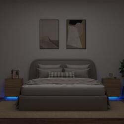 vidaXL 2 db sonoma tölgy színű szerelt fa éjjeliszekrény LED-fényekkel (836740)