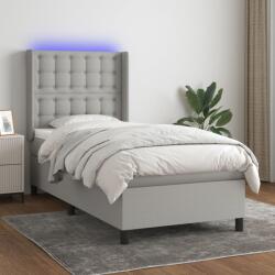 vidaXL világosszürke szövet rugós és LED-es ágy matraccal 90x200 cm (3138605)