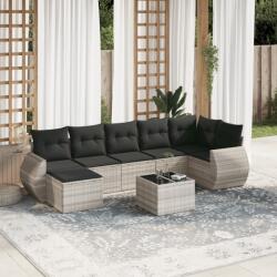 vidaXL 8 részes világosszürke polyrattan kerti ülőgarnitúra párnával (3254029)