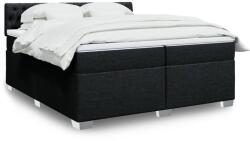 vidaXL fekete szövet rugós ágy matraccal 200 x 200 cm (3286004)