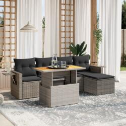 vidaXL 6 részes szürke polyrattan kerti ülőgarnitúra párnákkal (3271732)
