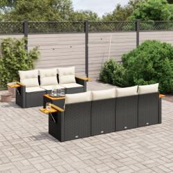 vidaXL 8 részes fekete polyrattan kerti ülőgarnitúra párnákkal (3259046)