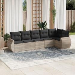 vidaXL 6 részes világosszürke polyrattan kerti ülőgarnitúra párnákkal (3253729)