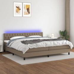 vidaXL tópszínű szövet rugós és LED-es ágy matraccal 200 x 200 cm (3133425)