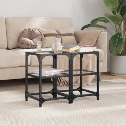 vidaXL 2 db acél dohányzóasztal átlátszó üveglappal 30 x 30 x 45 cm (845999)