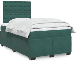 vidaXL sötétzöld bársony rugós ágy matraccal 120 x 200 cm (3293197)
