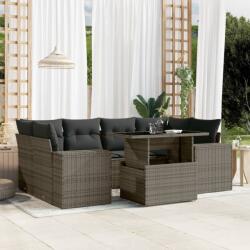 vidaXL 7 részes szürke polyrattan kerti ülőgarnitúra párnákkal (3269020)