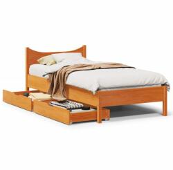 vidaXL viaszbarna tömör fenyőfa ágykeret fiókokkal 90 x 200 cm (3301916)