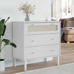 vidaXL SENJA fehér rattan hatású tömör fenyőfa komód 80 x 40 x 80 cm (358023)