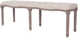 vidaXL krémfehér, vászon és tömör fa pad 150 x 40 x 48 cm (245361) - vidaxl