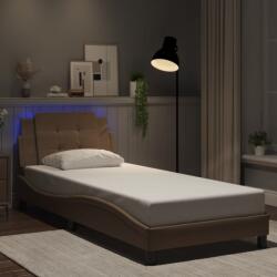 vidaXL cappuccino színű műbőr ágykeret LED-világítással 90 x 200 cm (3214086)