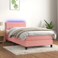 vidaXL rózsaszín bársony rugós és LED-es ágy matraccal 80 x 200 cm (3134434)