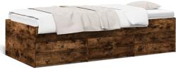 vidaXL füstös tölgy kanapéágy fiókkal matrac nélkül 75x190 cm (3280892) - vidaxl