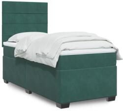 vidaXL sötétzöld bársony rugós ágy matraccal 90x190 cm (3293089)