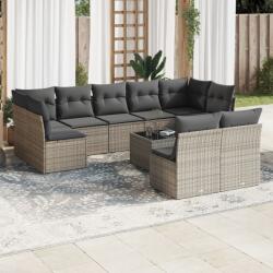 vidaXL 10 részes szürke polyrattan kerti ülőgarnitúra párnákkal (3249999)