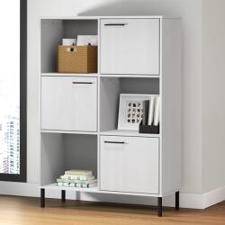 vidaXL OSLO fehér tömör fa könyvszekrény fém lábakkal 90x35x128, 5 cm (351014)