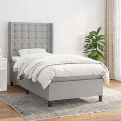 vidaXL világosszürke szövet rugós ágy matraccal 90 x 200 cm (3131721)