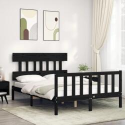 vidaXL fekete tömör fa ágykeret fejtámlával 140 x 190 cm (3193320)