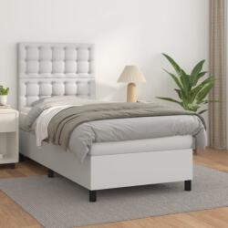vidaXL fehér műbőr rugós ágy matraccal 90x190 cm (3142816)