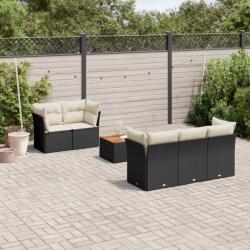 vidaXL 6 részes fekete polyrattan kerti ülőgarnitúra párnákkal (3223480)