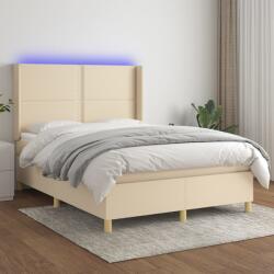 vidaXL krémszínű szövet rugós és LED-es ágy matraccal 140x190cm (3138794)