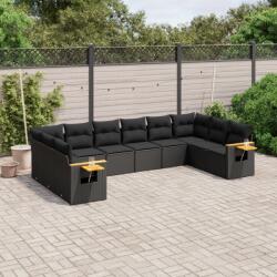 vidaXL 10 részes fekete polyrattan kerti ülőgarnitúra párnákkal (3259563) - vidaxl