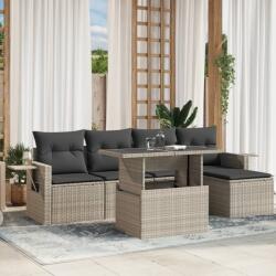 vidaXL 6 részes világosszürke polyrattan kerti ülőgarnitúra párnákkal (3267872)