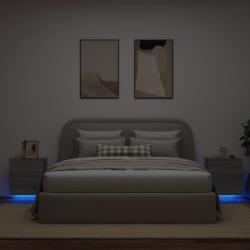 vidaXL 2 db szürke sonoma színű szerelt fa éjjeliszekrény LED-ekkel (836746)