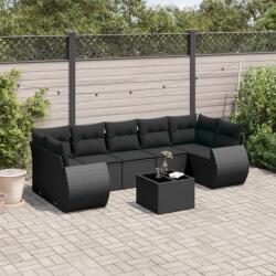 vidaXL 8 részes fekete polyrattan kerti ülőgarnitúra párnákkal (3221134)