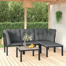 vidaXL 5 részes fekete-szürke polyrattan kerti ülőgarnitúra (3187748)