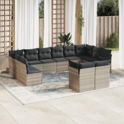 vidaXL 12 részes világosszürke polyrattan kerti ülőgarnitúra párnával (3250271)