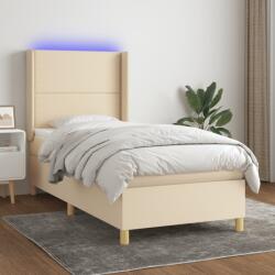 vidaXL krémszínű szövet rugós és LED-es ágy matraccal 100x200 cm (3138778)