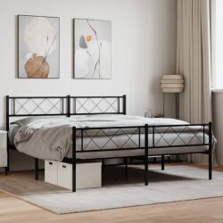 vidaXL fekete fém ágykeret fej- és lábtámlával 135 x 190 cm (372294)