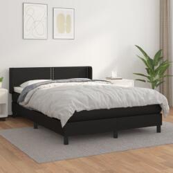 vidaXL fekete műbőr rugós ágy matraccal 140 x 200 cm (3130721)