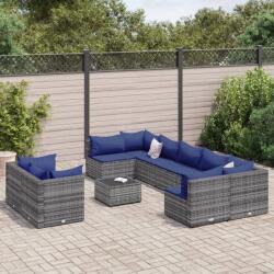 vidaXL 10 részes szürke polyrattan kerti ülőgarnitúra párnákkal (3308311)