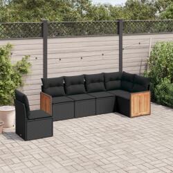 vidaXL 6 részes fekete polyrattan kerti ülőgarnitúra párnákkal (3260095)