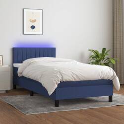vidaXL kék szövet rugós és LED-es ágy matraccal 90x190 cm (3133283)