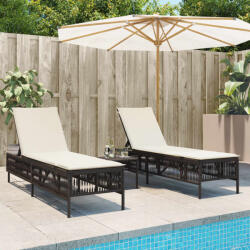 vidaXL 2 db barna polyrattan napozóágy párnával (3261597)