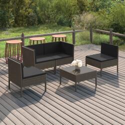 vidaXL 5 részes szürke polyrattan kerti ülőgarnitúra párnákkal (3094342)