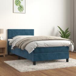 vidaXL sötétkék bársony rugós ágy matraccal 80 x 200 cm (3141333)