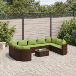 vidaXL 10 részes barna polyrattan kerti ülőgarnitúra párnákkal (3308406)